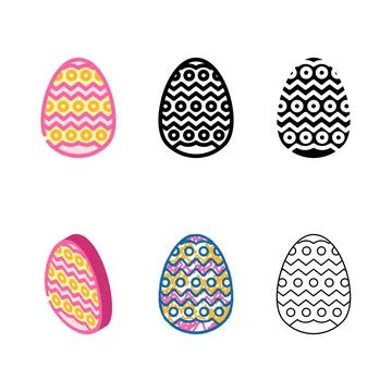 Easter egg chicken farm multistyle food color icon vector 스톡 일러스트