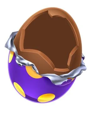 Easter Egg Chocolate Broken Open Stock Illustration