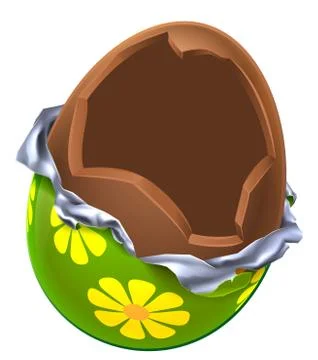 Easter Egg Chocolate Broken Open Stock Illustration