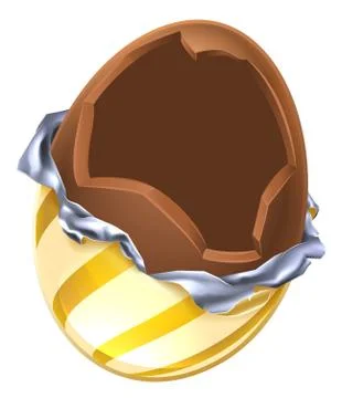 Easter Egg Chocolate Broken Open Stock Illustration