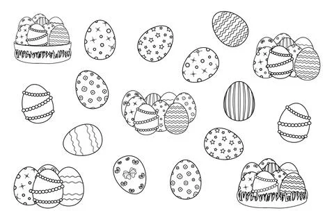 Easter Egg Collection Coloring Page 스톡 일러스트
