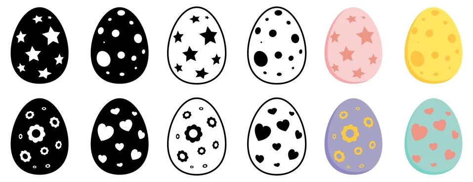 Easter egg collection. Set of spring holiday symbols. Vector illustration iso Stock Illustration