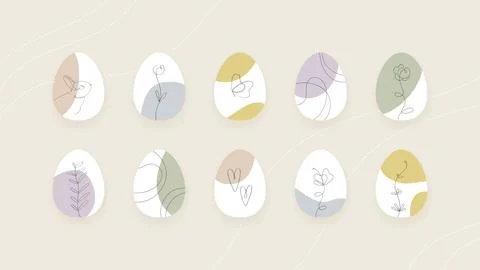 Easter egg collection. Vector modern illustration set. One line Stock Illustration