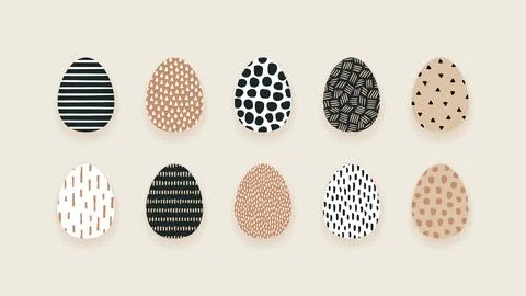 Easter egg collection. Vector modern illustration set. Illustrazione stock