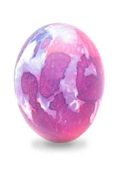 Easter egg with colored pattern isolated on white background 스톡 사진