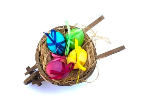 Easter egg with colored ribbons Foto stock