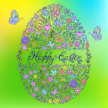 Easter egg on colorful background Stock Illustration