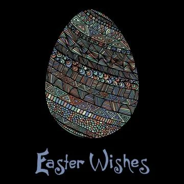 Easter egg colorful illustration card drawn by hand 库存插图