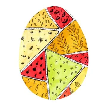 Easter egg with a colorful pattern in doodle style. Stock Illustration