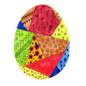 Easter egg with a colorful pattern in doodle style. Stock Illustration