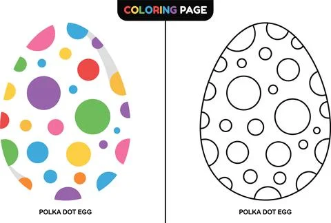 Easter Egg Coloring Page with Polka Dots. Stock Illustration