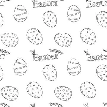 Easter Egg Coloring Pattern with Happy Easter Text Stock Illustration