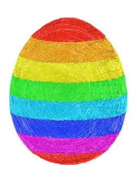 Easter egg composed of layers of colorful lines on white Illustrazione stock