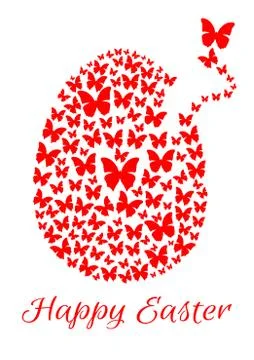 Easter egg consists of flying butterflies. Happy Easter Stock Illustration