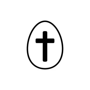 Easter egg with a cross vector icon. Easter concept. Sign, outline symbol, icon Stock Illustration