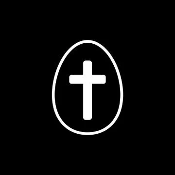 Easter egg with a cross vector icon. Easter concept. Sign, outline symbol, icon イラスト素材