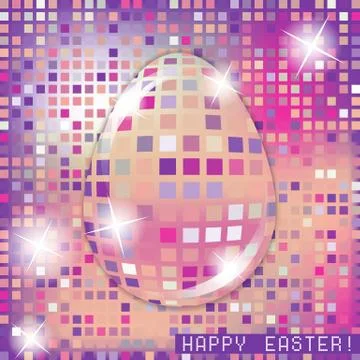 Easter egg crystall pink glass spring concept Stock Illustration
