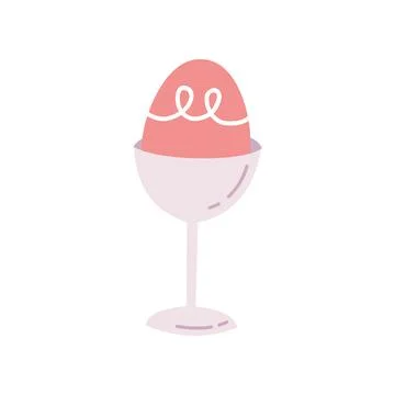 Easter egg in a cup holder in soft pastel flat style. Perfect for holiday design 스톡 일러스트