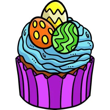 Easter Egg Cupcake Cartoon Colored Clipart 스톡 일러스트