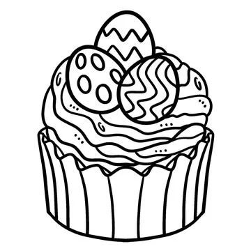 Easter Egg Cupcake Isolated Coloring Page Stock Illustration