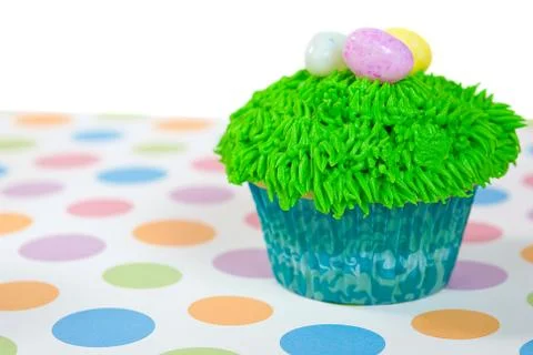 Easter egg on cupcake Stock Photos