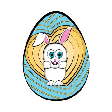 Easter egg with a cute bunny cartoon Stock Illustration