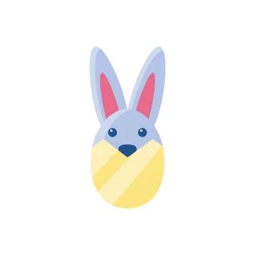 Easter egg with cute bunny head, colorful and flat style design Stock Illustration