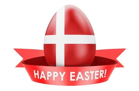 Easter egg with Danish flag. Happy Easter in Denmark concept, 3D rendering... Stock Photos