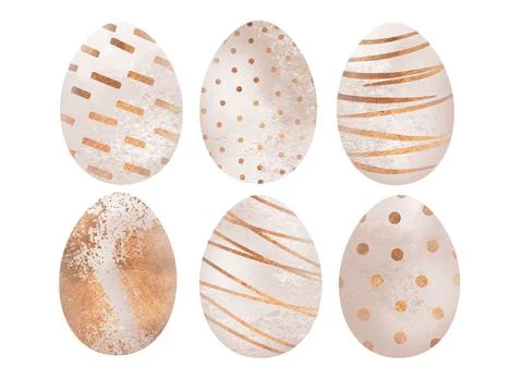 Easter Egg Decor Set. Watercolor illustration isolated on white background. Stock Illustration