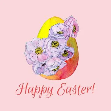 Easter egg decorated with flowers Stock Illustration