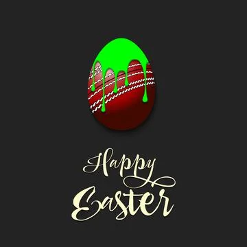 Easter egg decorated in the form of a cricket ball Illustrazione stock