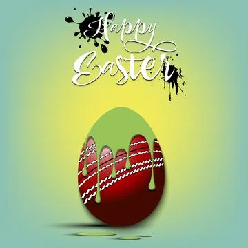 Easter egg decorated in the form of a cricket ball Illustrazione stock