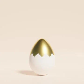 Easter egg decorated with golden texture on beige background Stock Illustration