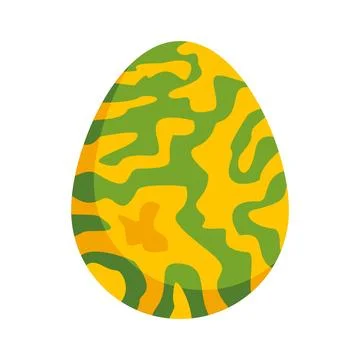 Easter egg decorated with green yellow camouflage pattern Stock Illustration