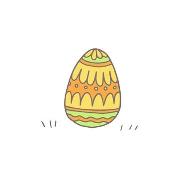 Easter egg decorated with pattern hand drawn doodle vector illustration isolated Stock Illustration
