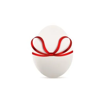 Easter egg decorated with red ribbon, realistic vector illustration isolated. Stock Illustration
