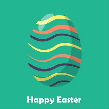 Easter egg decorated with simple wavy lines, easter card template. Vector ill Stock Illustration