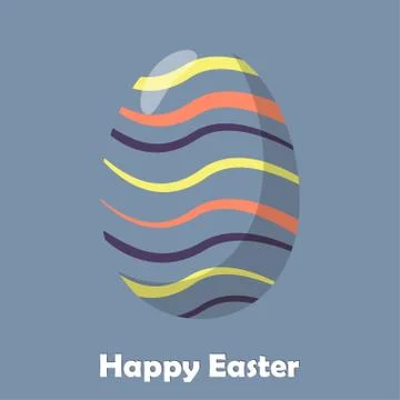 Easter egg decorated with simple wavy lines, easter card template. Vector ill Stock Illustration