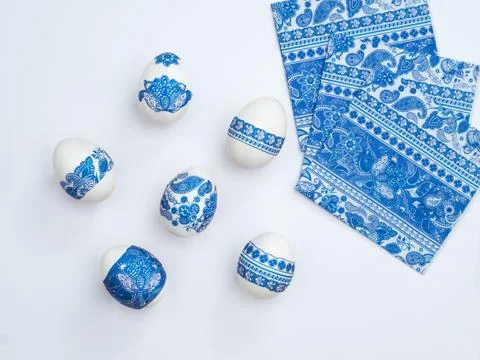 Easter Egg  decorated with technique of decoupage. Stock Photos