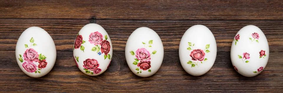 Easter Egg  decorated with technique of decoupage. Stock Photos