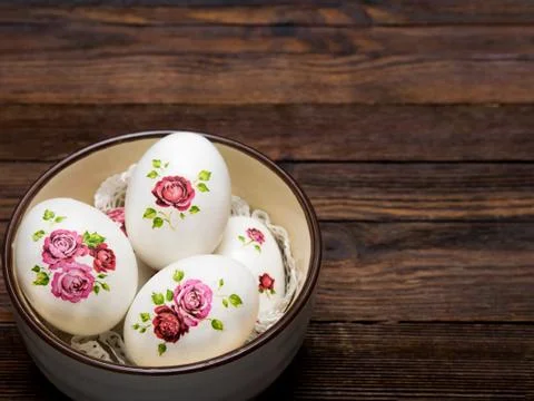 Easter Egg  decorated with technique of decoupage. Stock Photos