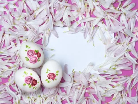Easter Egg  decorated with technique of decoupage. Stock Photos
