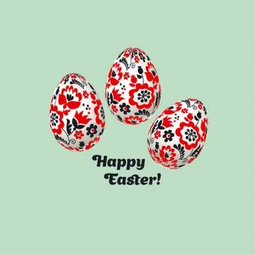 Easter egg decoration vector illustration. floral folk-style decor on christi Illustrazione stock