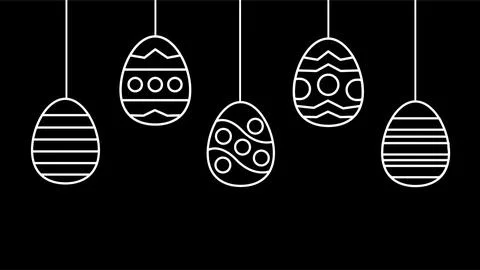 Easter Egg Decorations Hanging on String for Celebration. Stock Illustration