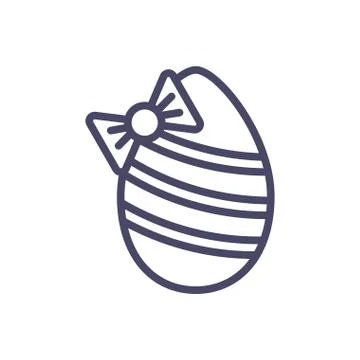 Easter egg with decorative bow, line style design Stock Illustration