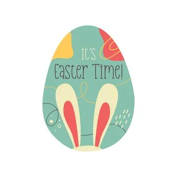 Easter egg design. Easter holiday egg hunt in colorful flat style with bunny Stock-Illustration