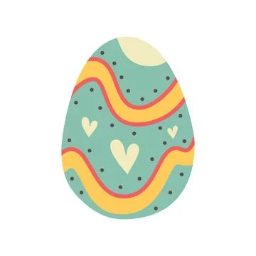 Easter egg design. Easter holiday egg hunt in colorful flat style with hearts Stock Illustration