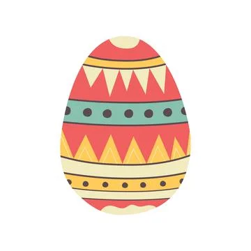 Easter egg design. Easter holiday egg hunt in colorful red flat style. Art deco Stock Illustration
