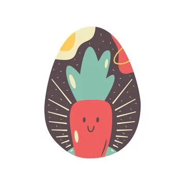 Easter egg design. Easter holiday egg hunt in colorful retro flat style with Stock Illustration