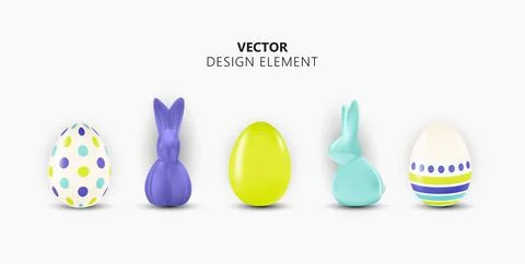 Easter Egg Design Element Collection Set on Light Background. Vector Illustra 스톡 일러스트